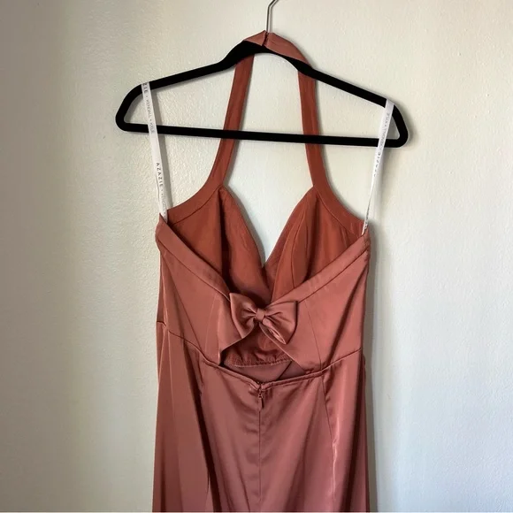 ❗️💲CLOSEOUT SALE: $5 💲❗️- Azazie Backless Halter Dress in Rust - Picture 2 of 8